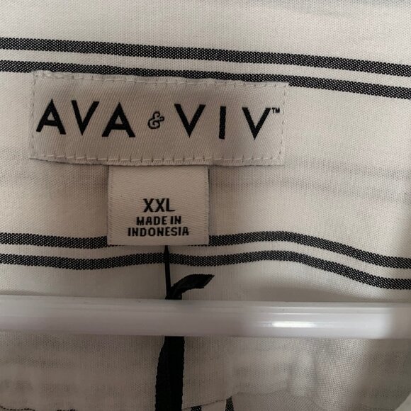 AVA & VIV WHITE BUTTON DOWN SHIRT WITH BLACK STRIPES NWT - Picture 3 of 6